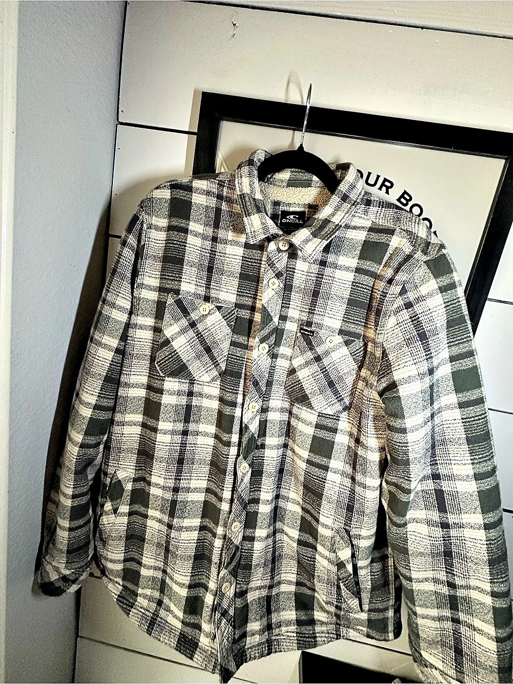 O'Neill Men's Plaid Sherpa-Lined Shirt Jacket XL